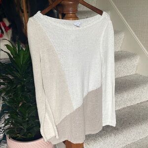 J Jill Color-block Cotton Knit Beach Sweater
